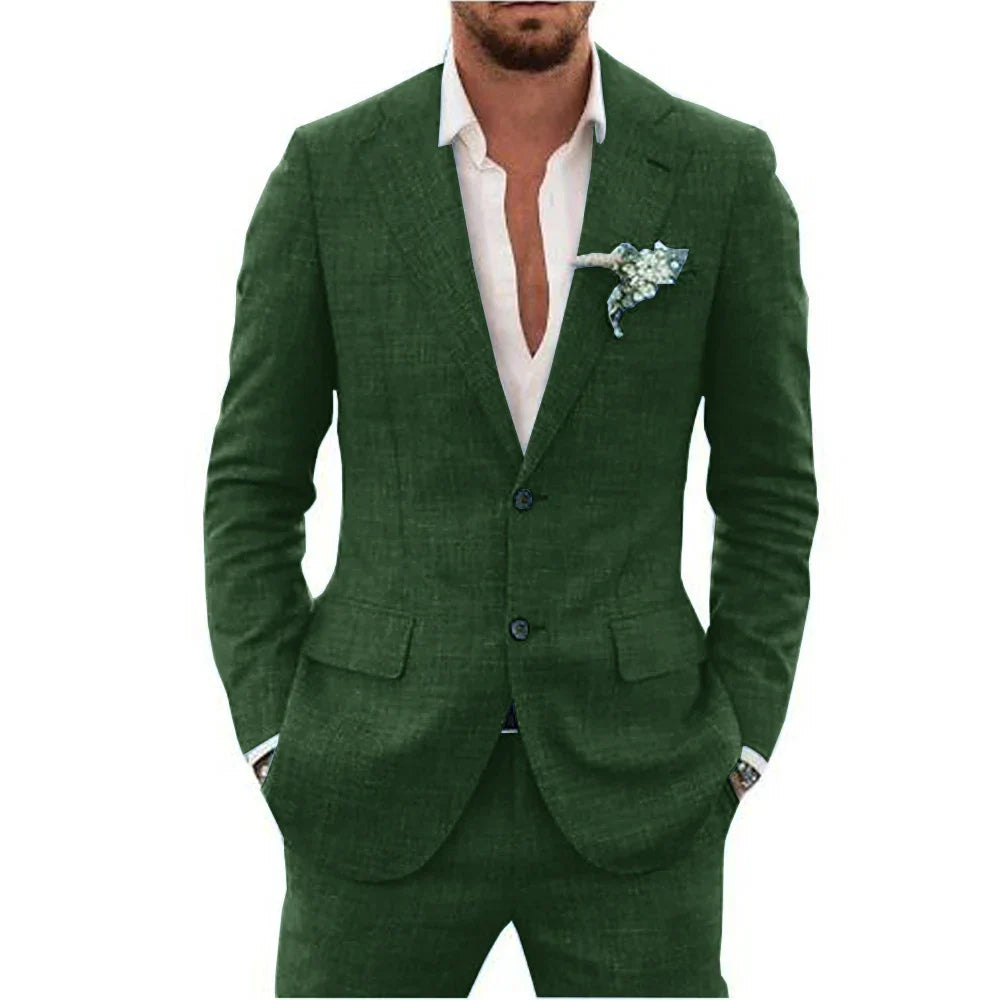 Slim Fit Men's Linen 2 Piece Suit