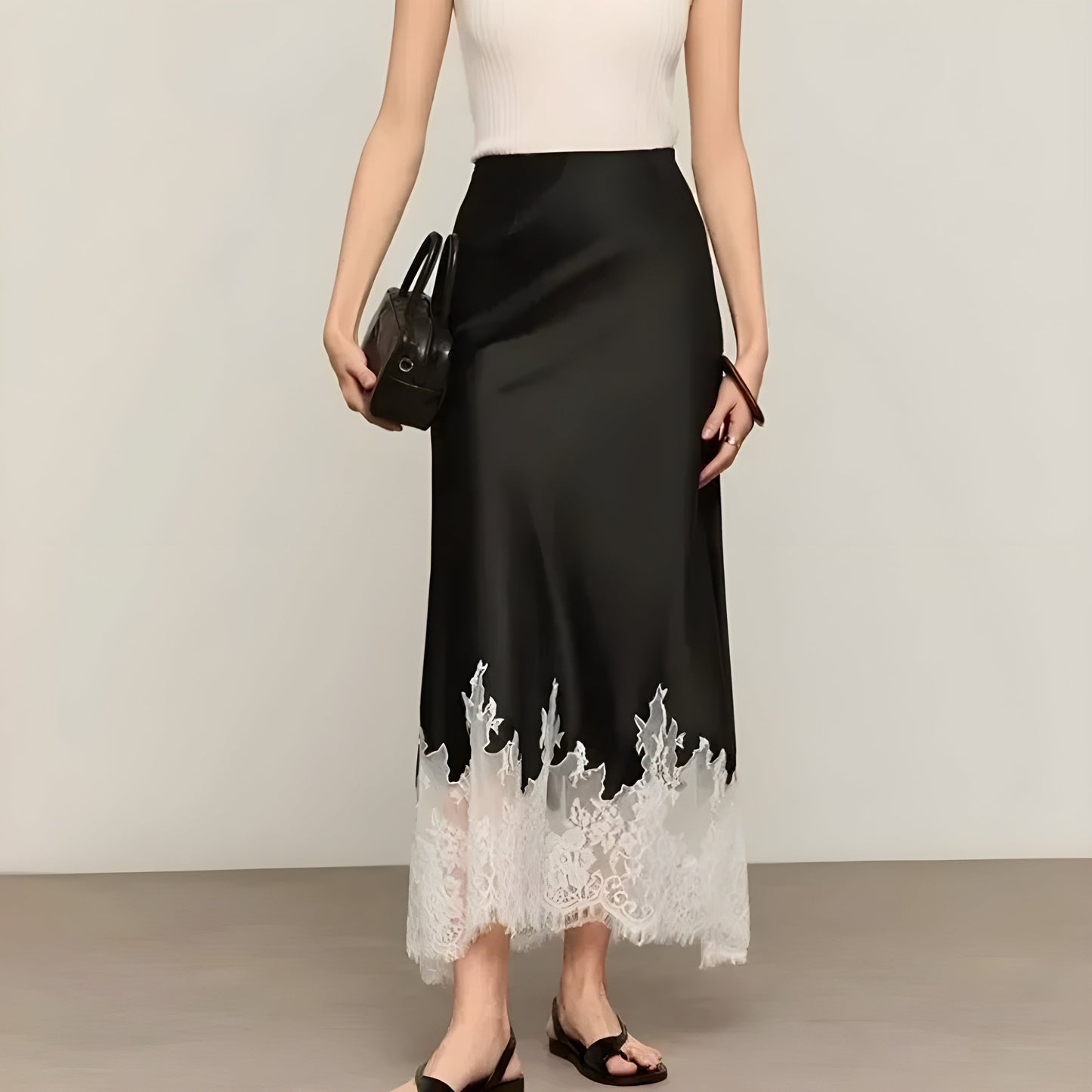 Elegant Ruffled Satin Mini Skirt - Nocini