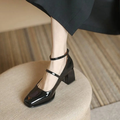 Elegant Low Heel Ankle Strap Shoes