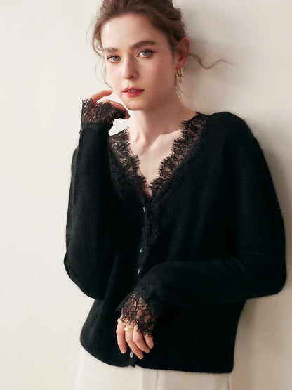 Feminine Lace Cardigan with Button Front
