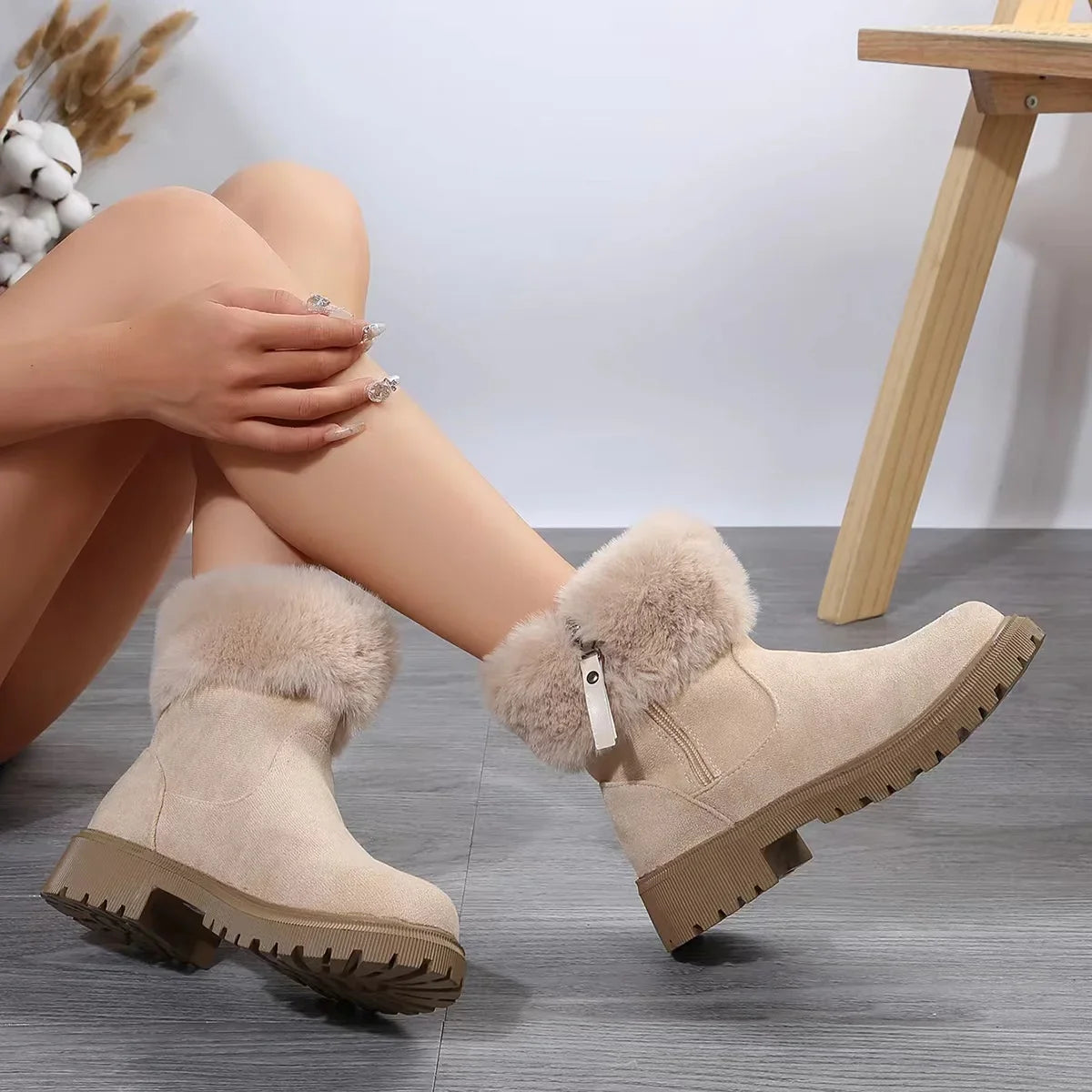 Soft Cuff Low Heel Ankle Boots