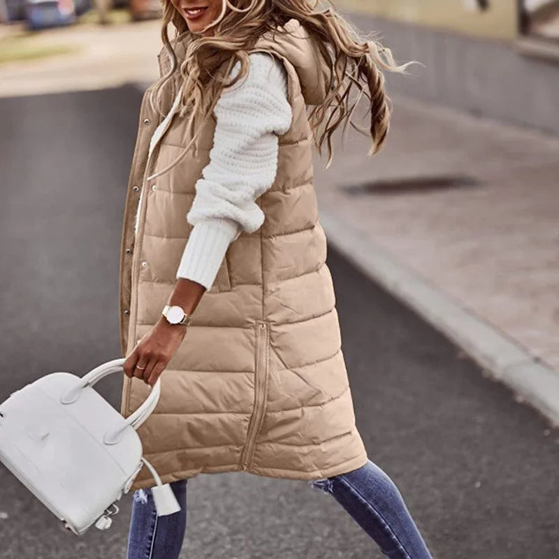 Warm Quilted Women's Hooded Vest - Nocini