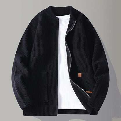Casual Fit Crew Neck Knit Jacket