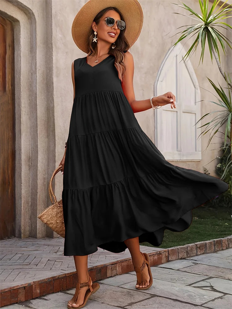 Vibrant Long Sleeve Summer Dress