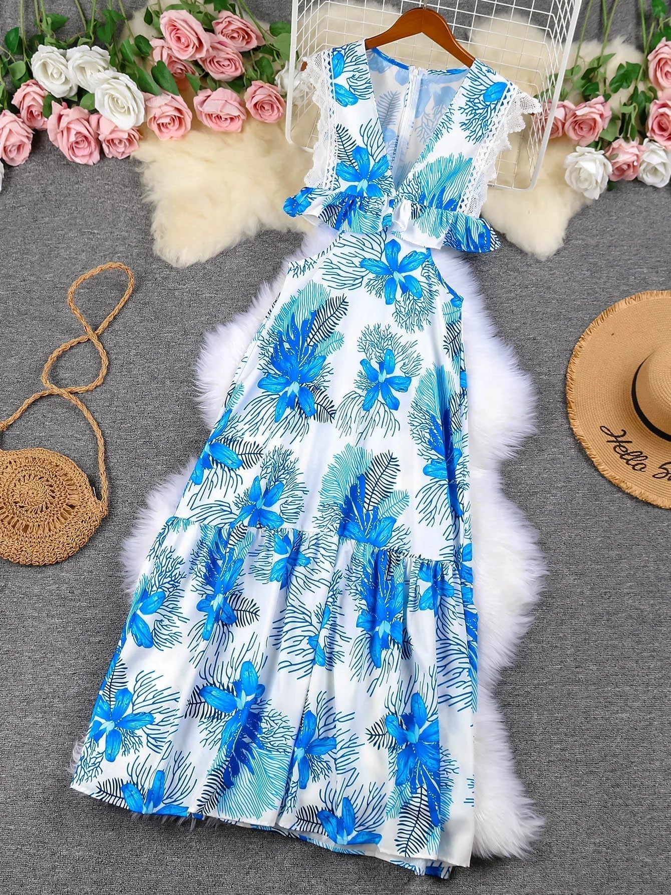 Elegant Strapless Lace Formal Party Dress