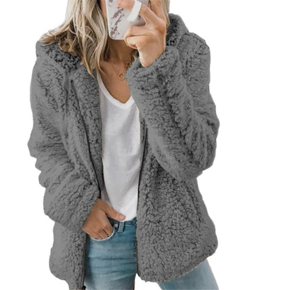 Cozy Women's Hooded Fleece Sherpa Coat