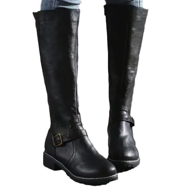Brown Leather Tall Riding Boots for Women