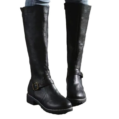 Brown Leather Tall Riding Boots for Women