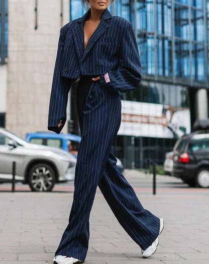 Classic Fit Stripe Pantsuit for Women