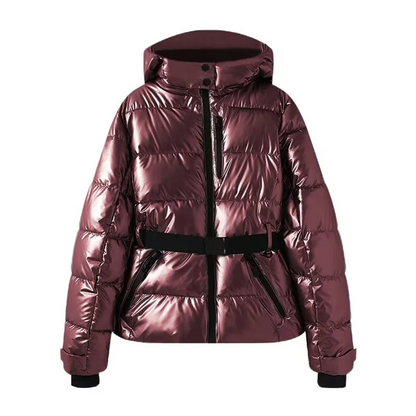 Warm Women's Puffer Coat with Adjustable Waist Belt