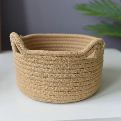 Simple Natural Fiber Pet Storage Basket with Ear Handles