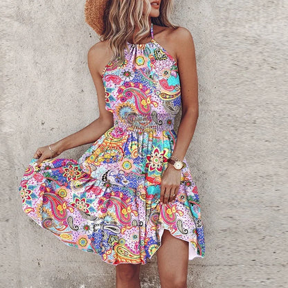 Casual Halter Neck Summer Mini Dress