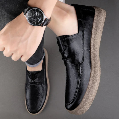 Breathable Perforated Leather Slip On Shoe