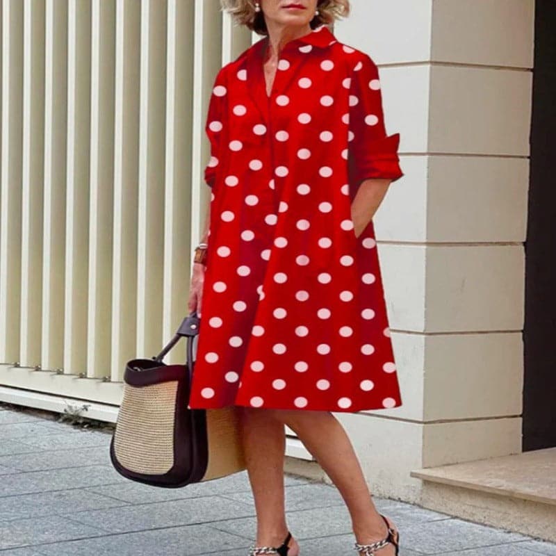 Floral Polka Dot A-Line Dress for Women - Nocini