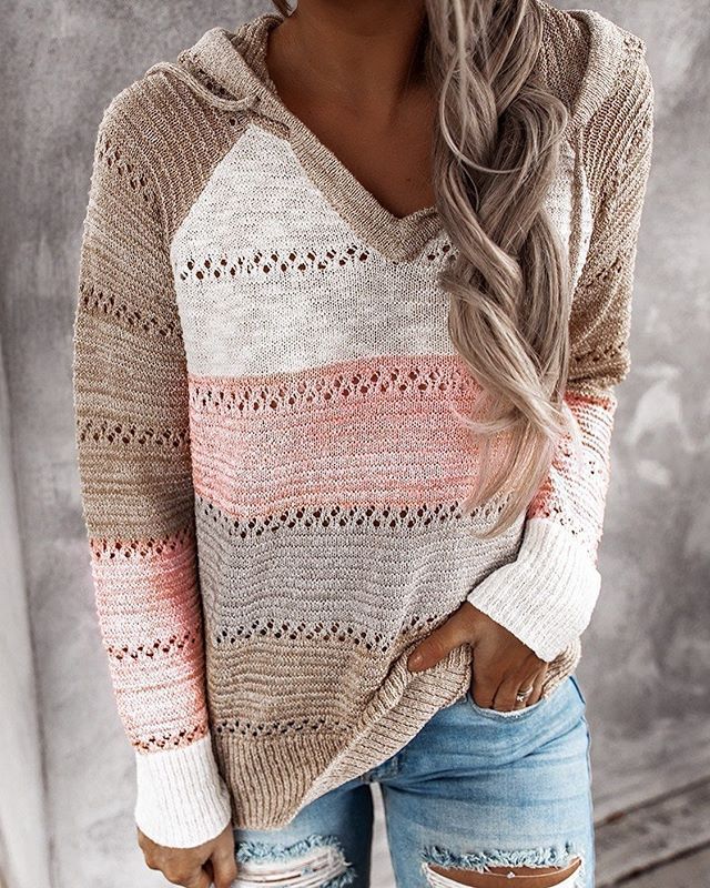 Colorful Striped Pullover Hoodie - Nocini