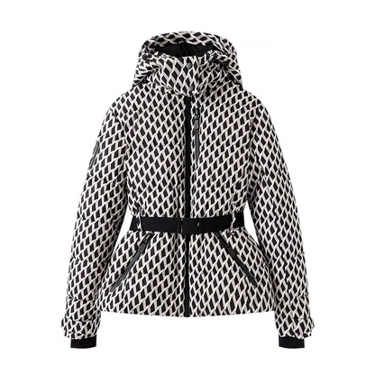 Warm Women's Puffer Coat with Adjustable Waist Belt - Nocini