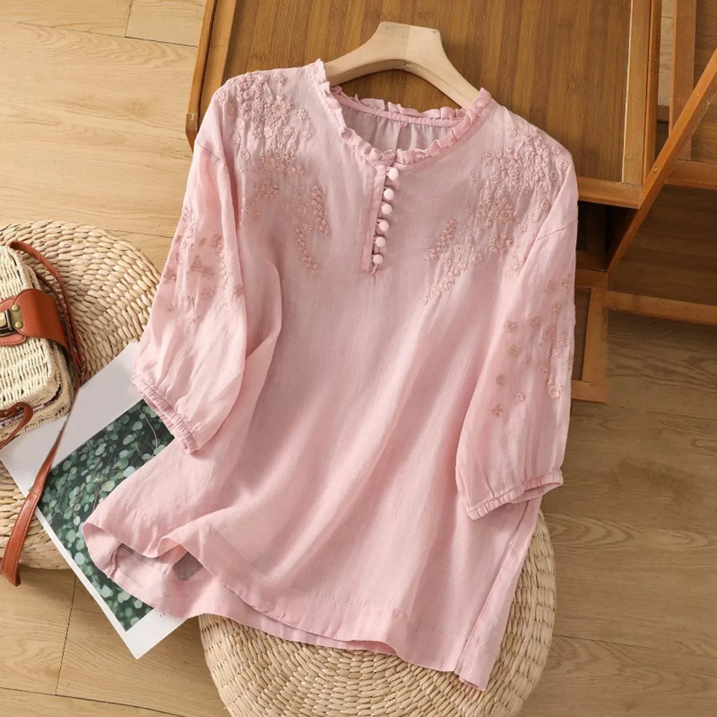Pretty Floral Women's Button Blouse