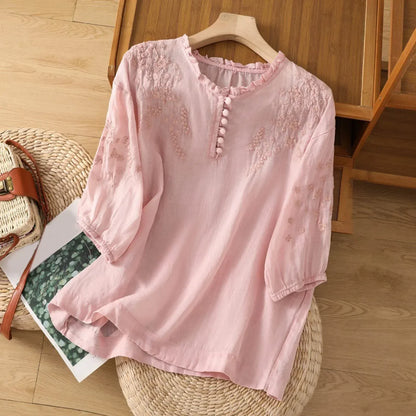 Pretty Floral Women's Button Blouse