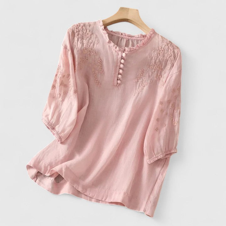 Elegant Classic Front Button Top for Women - Nocini