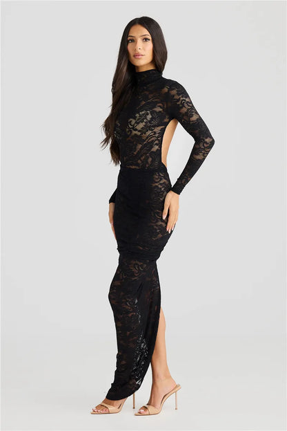 Sexy Lace High Neck Women's Bodycon Dress