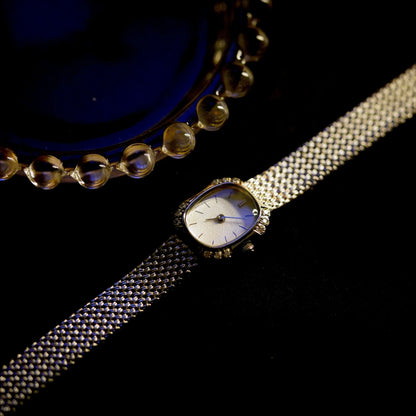 Elegant Oval Women's Watch | Diamond Accent Metal Strap