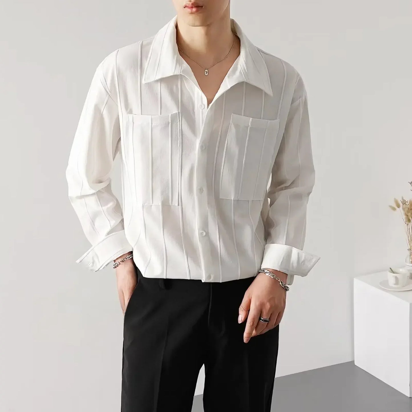 Casual Long Sleeve Button Down Shirt - Nocini