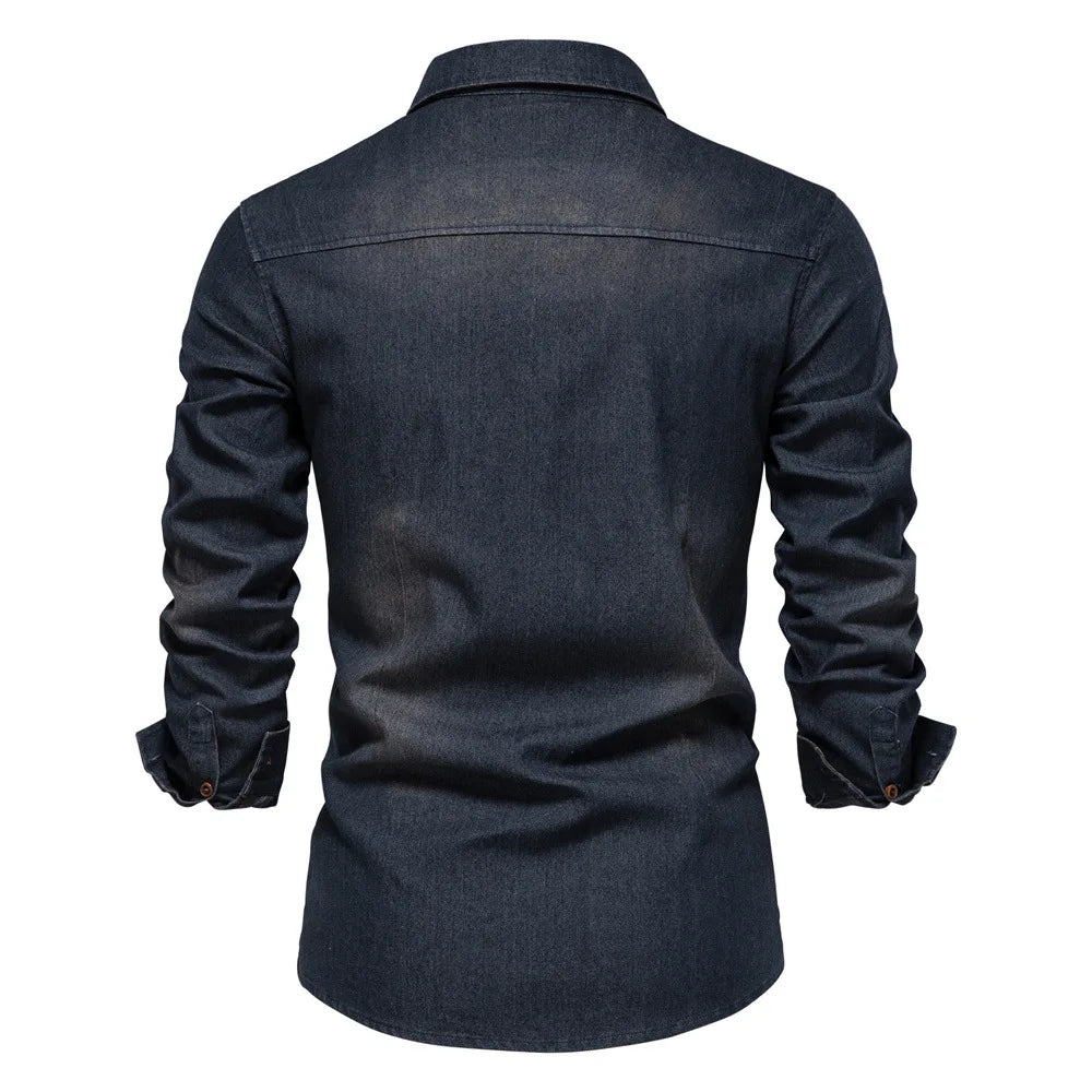 Classic Fit Men's Shirt with Button Front and Pocket Detail