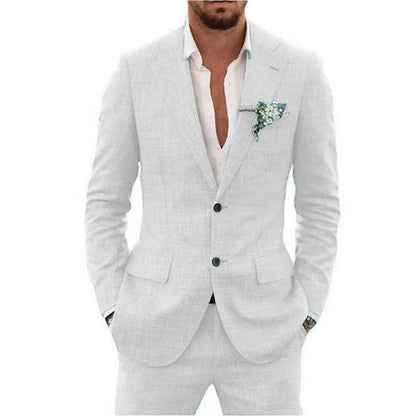 Slim Fit Men's Linen 2 Piece Suit - Nocini