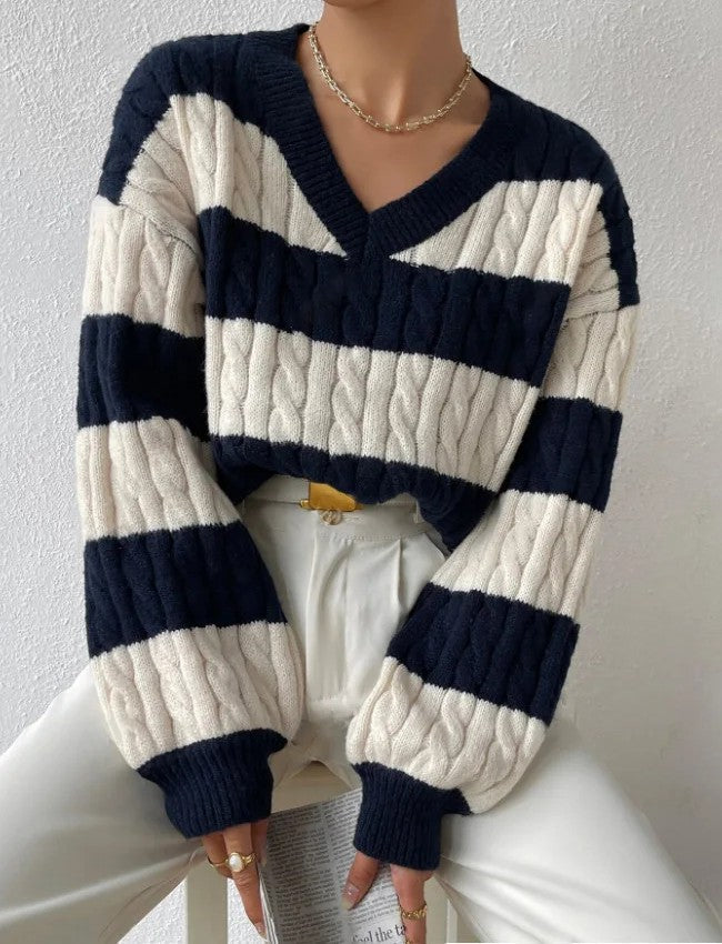 Purple Knit Crew Neck Sweater - Nocini