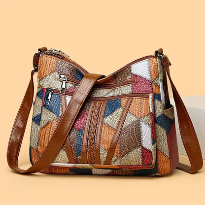 Faux Leather Patchwork Tote Shoulder Bag - Nocini