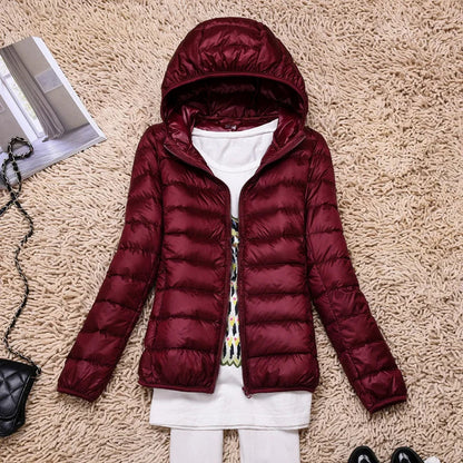 Slim Fit Women's Down Coat with Hood