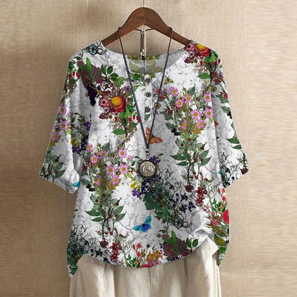 Casual Short Sleeve Women's Button Blouse