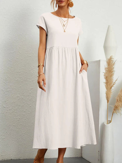 Classic Casual Crew Neck Dress - Olytrend