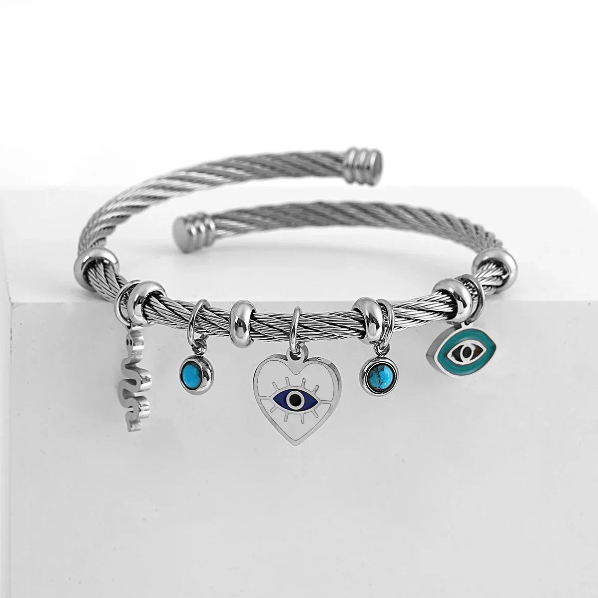 Delicate Twist Charm Cuff Bracelet