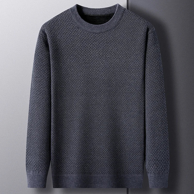 Classic Waffle Pattern Crew Neck Sweater