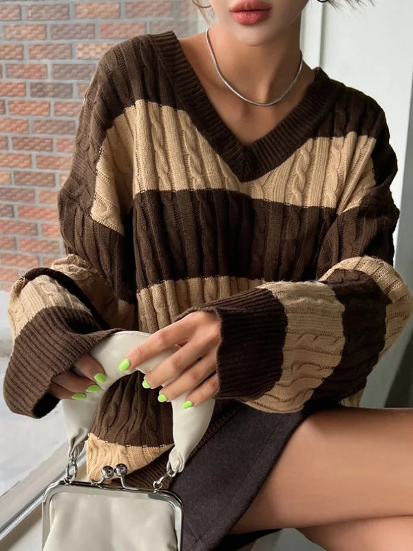 Purple Knit Crew Neck Sweater