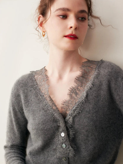 Feminine Lace Cardigan with Button Front
