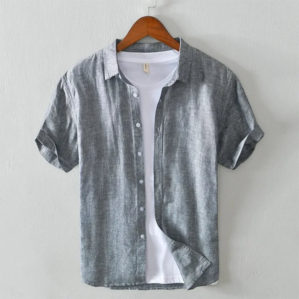 Casual Loose Fit Short Sleeve Button Down Shirt
