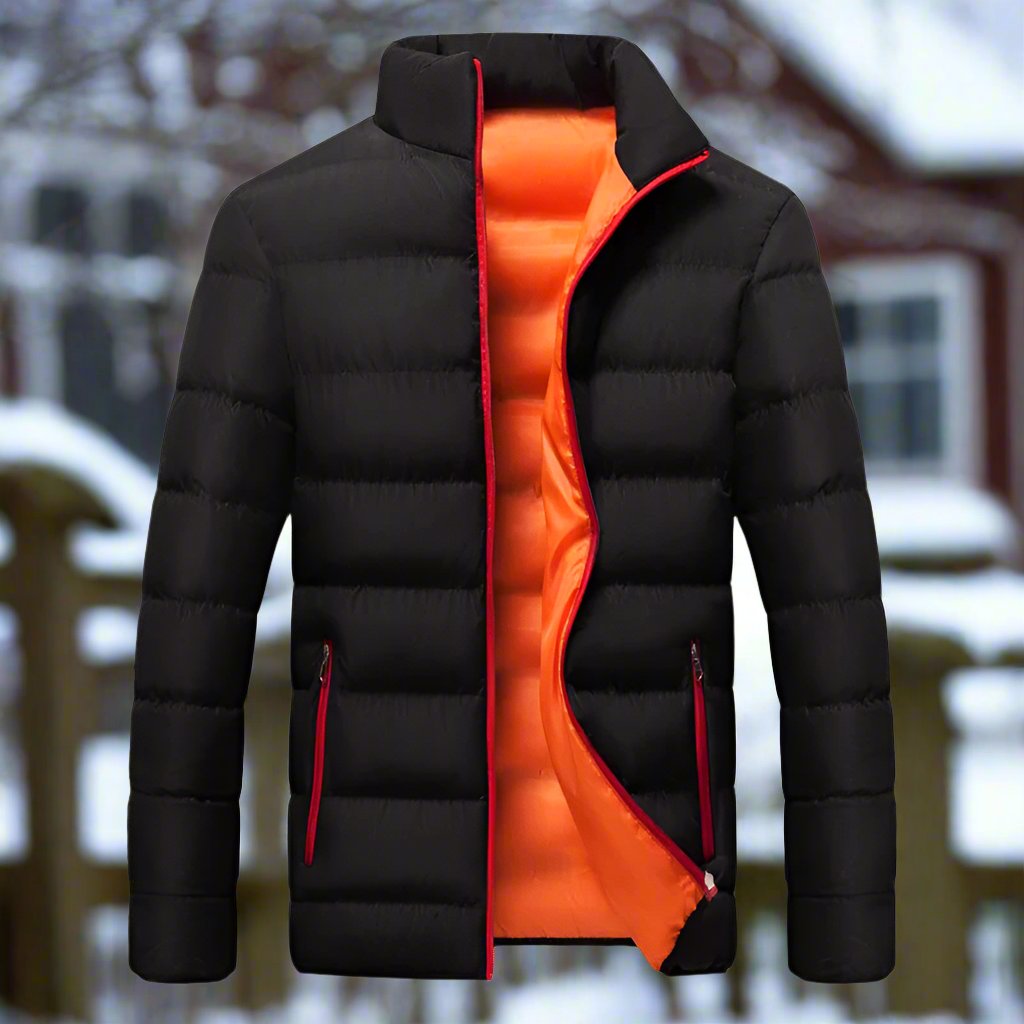 Waterproof Men's Puffer Coat with High Collar Zipper - Nocini
