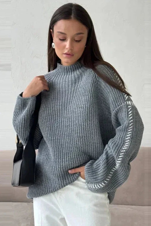Colorful Quilted Knit Sweater