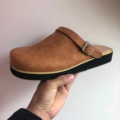 Men's Comfortable Buckle Clog Shoe with Contoured Sole