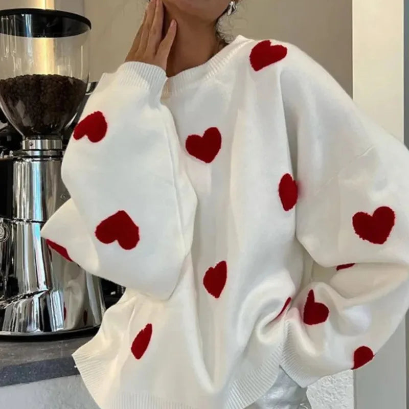 Lovely Heart Pattern Sweater