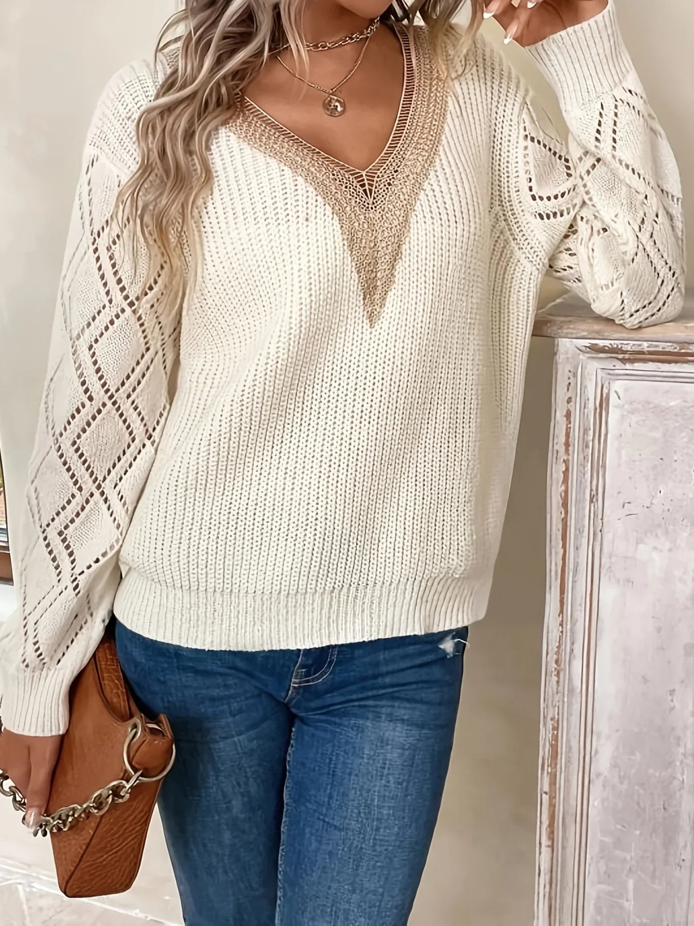 Delicate Knit Lace Pullover