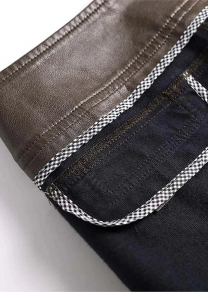 Trendy Wide Leg Leather Jeans