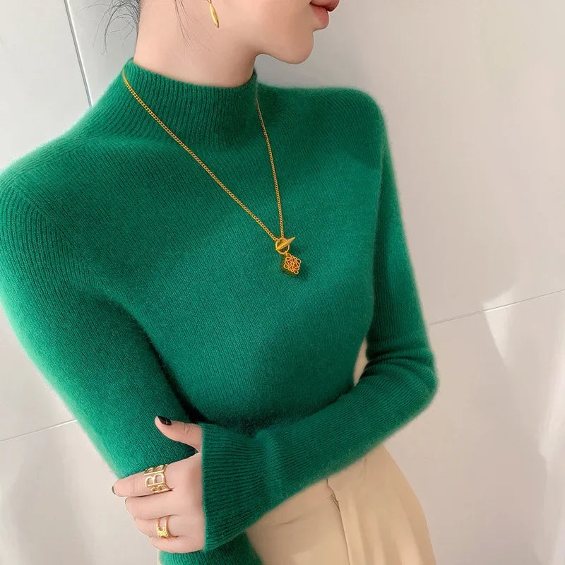 Fitted Crew Neck Knit Sweater