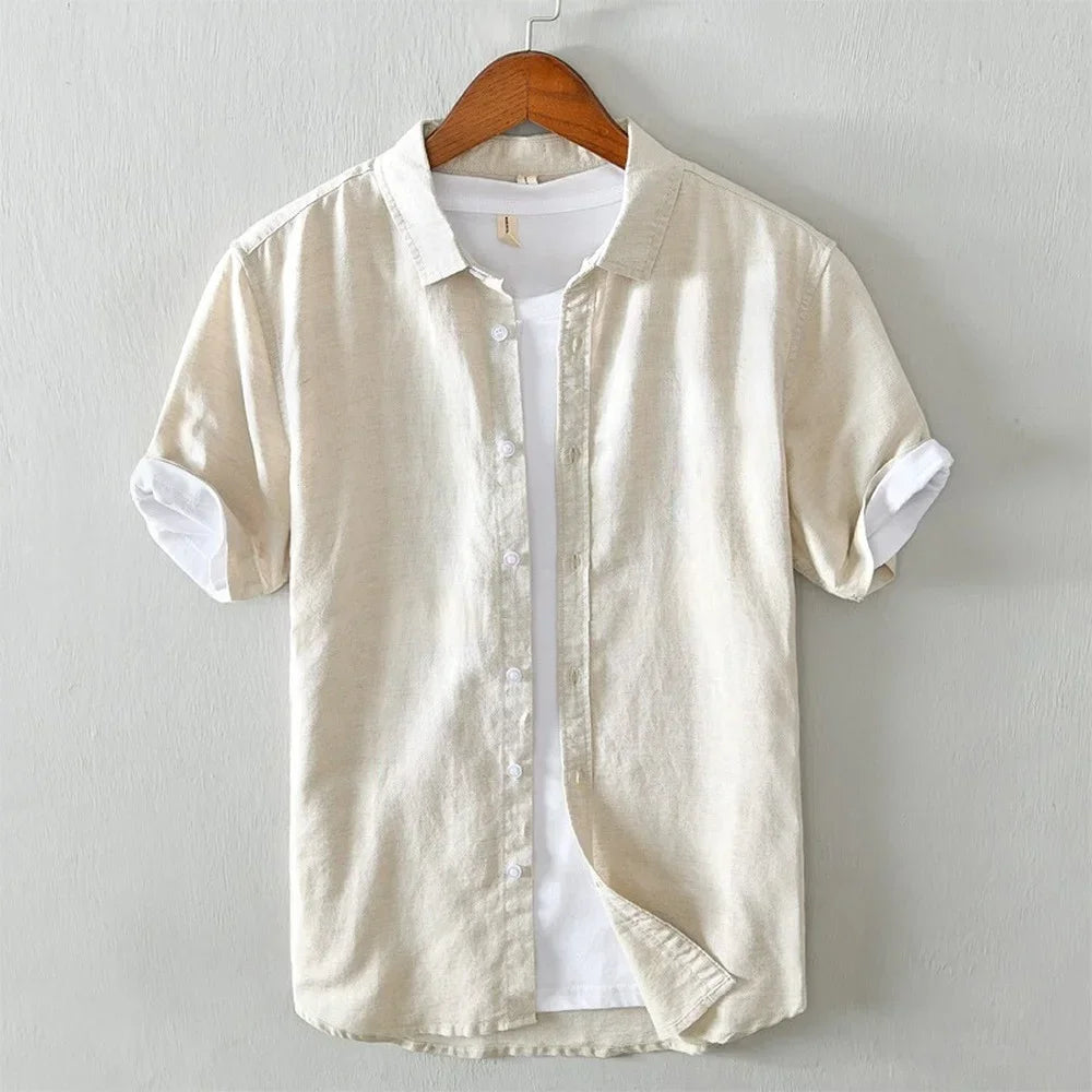 Casual Loose Fit Short Sleeve Button Down Shirt
