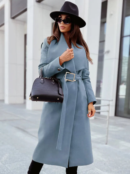 Slim Fit Women's Belted Knee Length Winter Coat