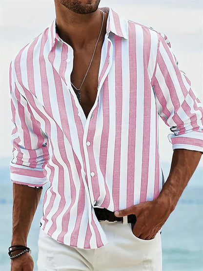 Classic Fit Mens Striped Button Down Shirt