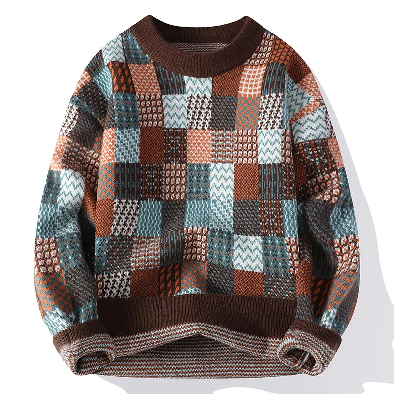 Casual Oversized Patchwork Crew Sweater