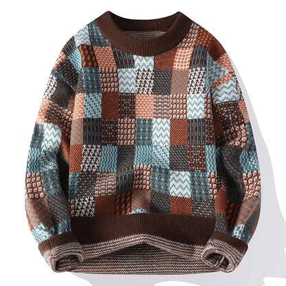 Casual Oversized Patchwork Crew Sweater